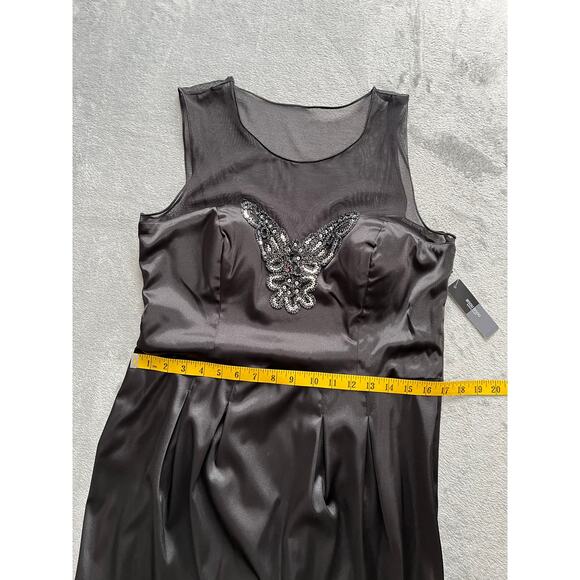 Bisou Bisou NWT Black Sheath Dress 14 Sheer Embroidered Sleeveless LBD - Picture 14 of 15